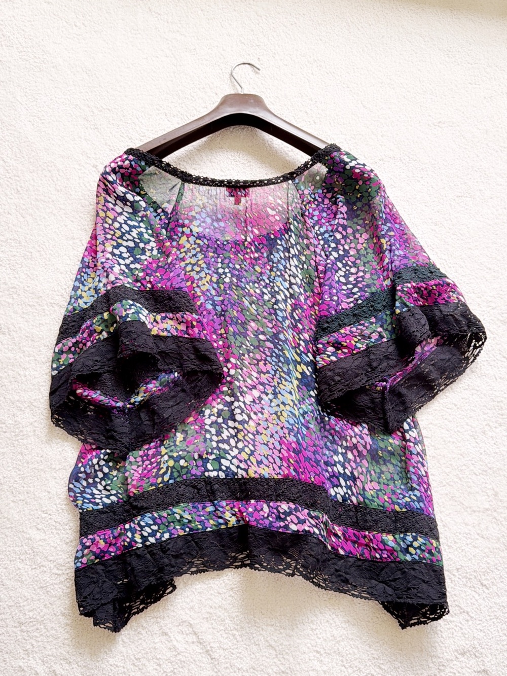 Free People Brette Sardler Beach Swim Cover-up Poncho Dress sz M Floral Boho